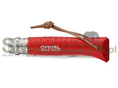 Nóż Opinel Inox Origins Red rzemień No.08 (001705)-103071