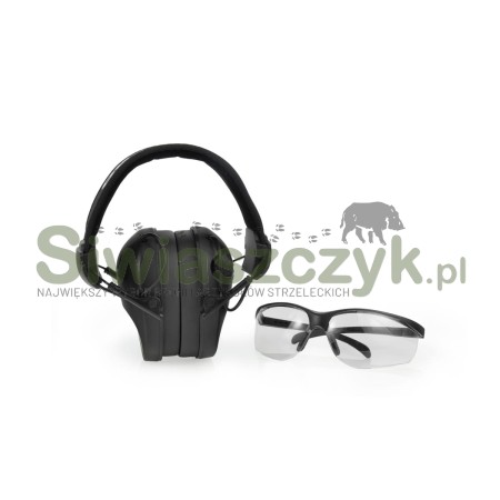 Ochronniki słuchu RealHunter ActivePro + okulary ochronne Czarne (258-022)-101258