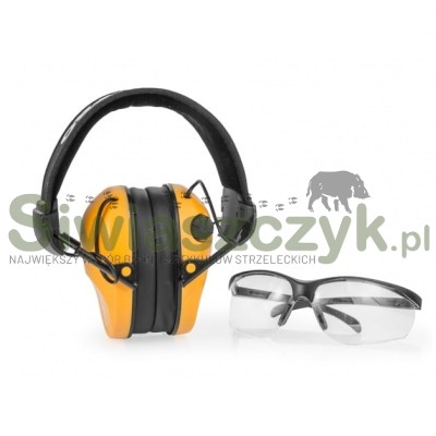 Ochronniki słuchu RealHunter ActivePro + okulary ochronne Pomarańczowe (258-024)-103100
