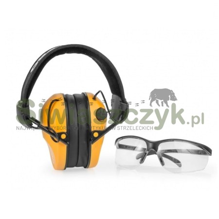 Ochronniki słuchu RealHunter ActivePro + okulary ochronne Pomarańczowe (258-024)-103100