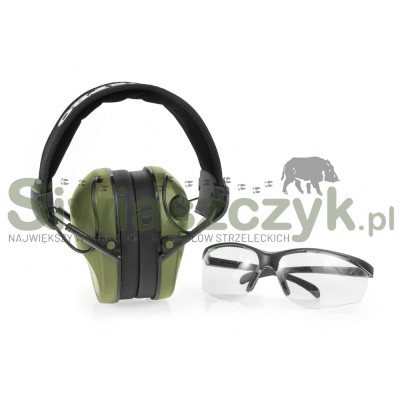Ochronniki słuchu RealHunter ActivePro + okulary ochronne Zielone(258-023)-105478