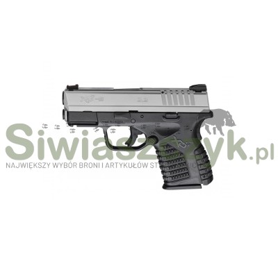 Pistolet XDS-9 3,3'' srebrno-czarny (SB), Kal. 9x19-107506