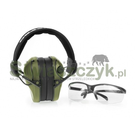 Ochronniki słuchu RealHunter ActivePro + okulary ochronne Zielone(258-023)-105478