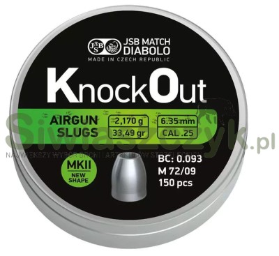 Śrut diabolo JSB KNOCKOUT Slugs MK2 6,35/150 2,17g(25,39gr)(546225-150)-120961