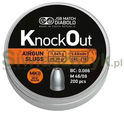 Śrut diabolo JSB KNOCKOUT Slugs MK2 5,49/200 1,64g(25,39gr)(546222-200)-120960