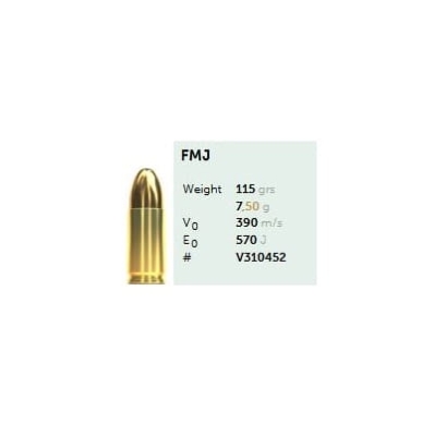 Amunicja S&B 9x19 FMJ 7,5g(115gr)-160660