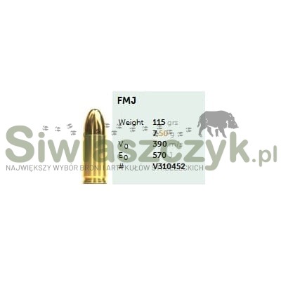 Amunicja S&B 9x19 FMJ 7,5g(115gr)-160660