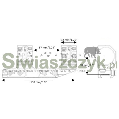 Montaż SPUHR AR 34mm H-38mm L-150mm 20,6 MOA (SP-4616)-160687