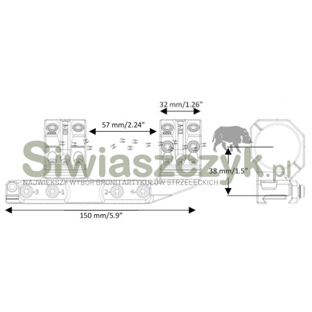 Montaż SPUHR AR 34mm H-38mm L-150mm 20,6 MOA (SP-4616)-160687