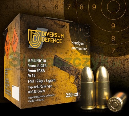 Amunicja DIVERSUM DEFENCE 9x19 FMJ 8,00g(124gr)(250szt.)-163163