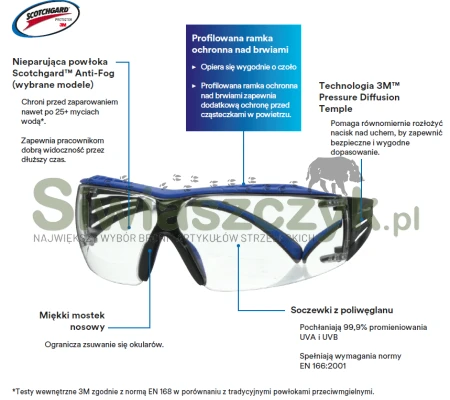 Okulary 3M SecureFit 400X bezbarwne/niebieska ramka-00a80949058895878b74cb12d3fd2696
