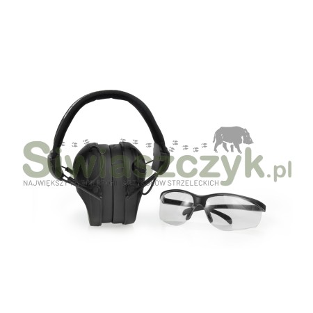 Ochronniki słuchu RealHunter ActivePro + okulary ochronne Czarne (258-022)-101258