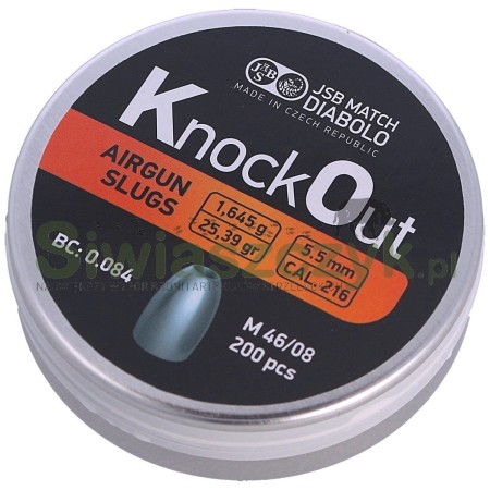 Śrut Diabolo JSB KnockOut Slugs 5,5/200 1,645g(25,39gr)(546122-200)-121014