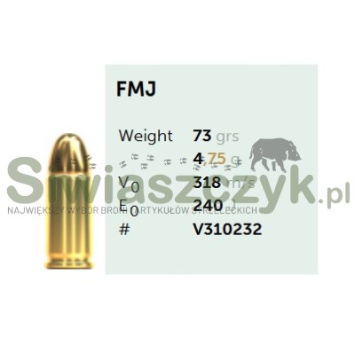 Amunicja S&B 7,65mm Browning / 32 AUTO FMJ 4,75g (73gr)-166274