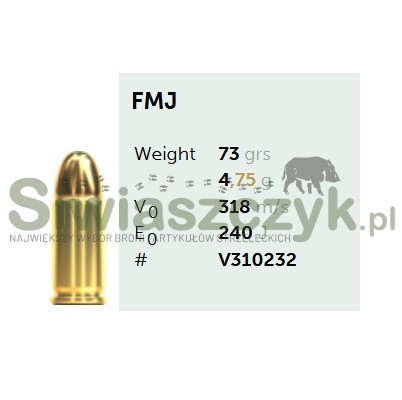 Amunicja S&B 7,65mm Browning / 32 AUTO FMJ 4,75g (73gr)-166274
