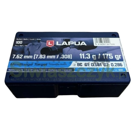 Pociski LAPUA 7,62/.308 MaxRange Target 11.3 g (175 gr)-166353