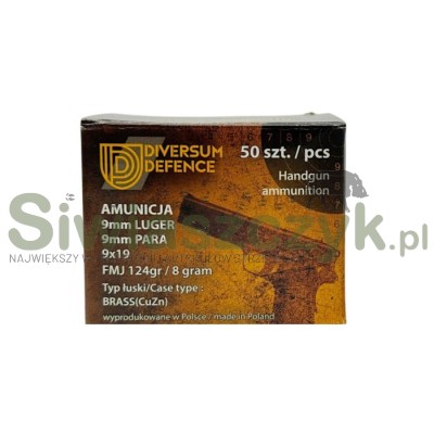 Amunicja DIVERSUM DEFENCE 9x19 FMJ 8,00g(124gr)(50szt.)-166496