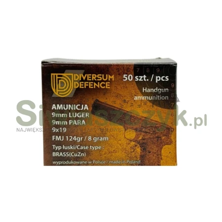 Amunicja DIVERSUM DEFENCE 9x19 FMJ 8,00g(124gr)(50szt.)-166496