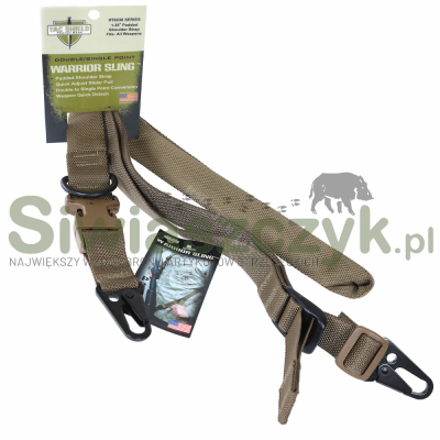 Pas nośny TAC SHIELD Warrior poduszkowany dwu i jednopunktowy z polimerowym zapięciem i metalową klamrą - Coyote-111532